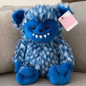 Monster Plush Toy with Heart Nose  in Blue and White - Stuffed Animal NWT